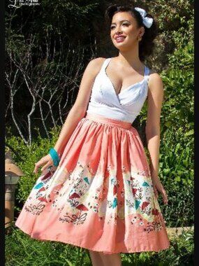 Pinup Couture Jenny Skirt in Mary Blair Umbrellas Print Size XL Retro Pinup